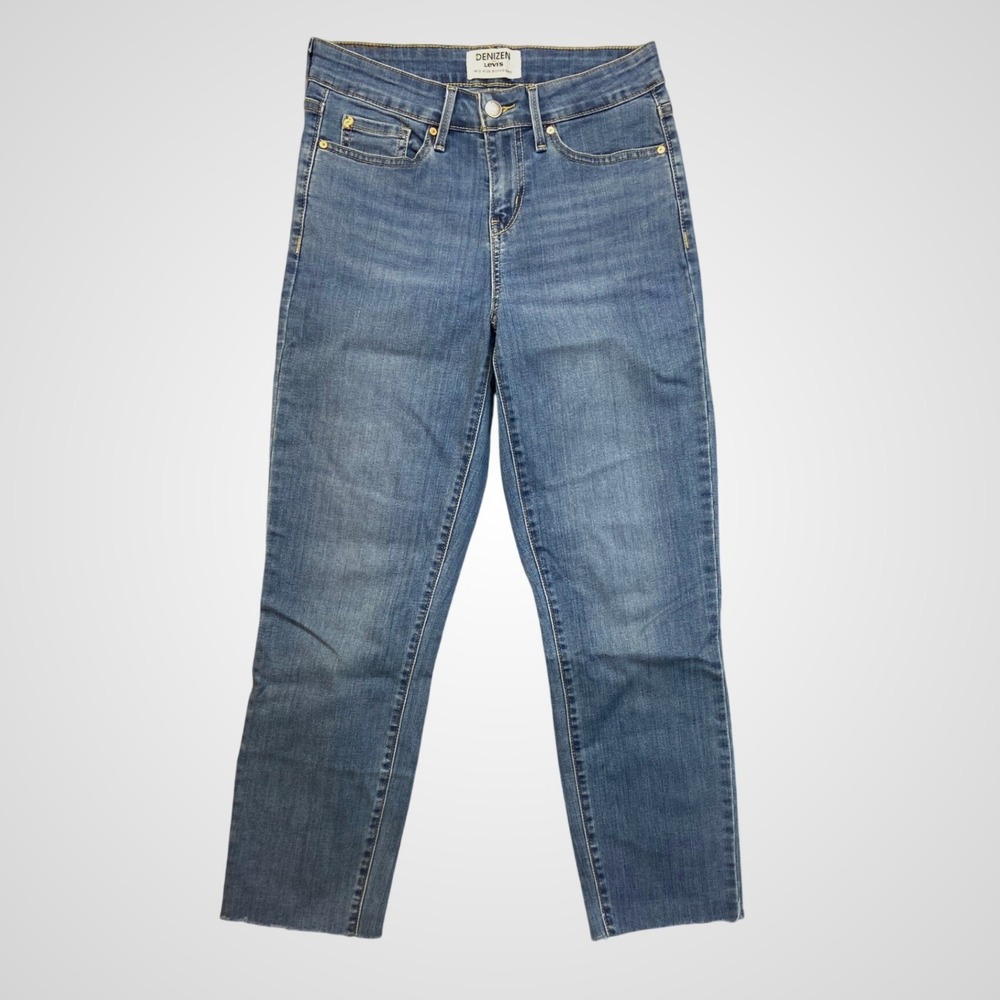 Denizen from Levi's Mid Rise Boyfriend Jeans Womens 2 W26 Blue Excellent Raw Hem